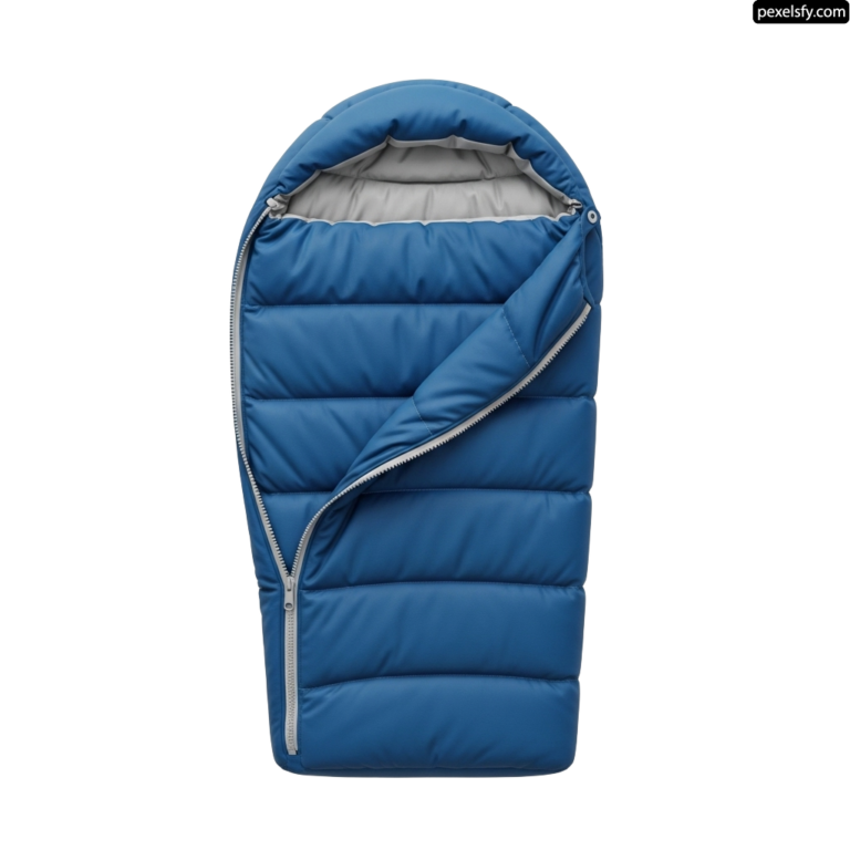 Blue sleeping bag on a white background png transparent background