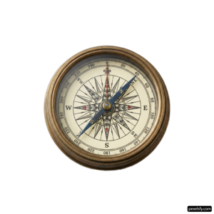 Brass compass on a white background png transparent background
