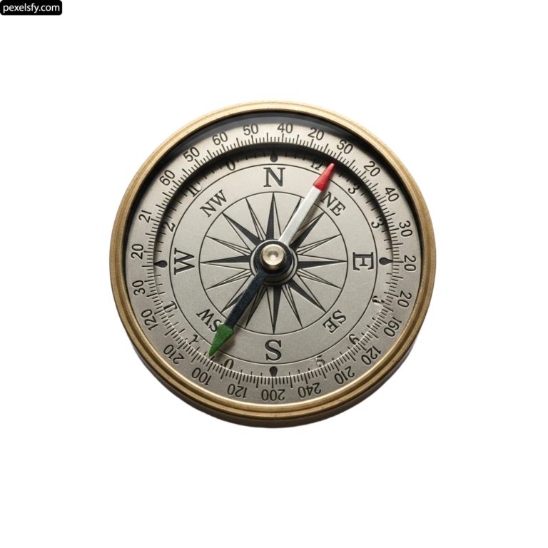 Brass compass on a white background png transparent background