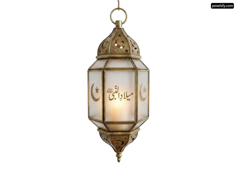 Brass hanging lantern with arabic writing on it png transparent background