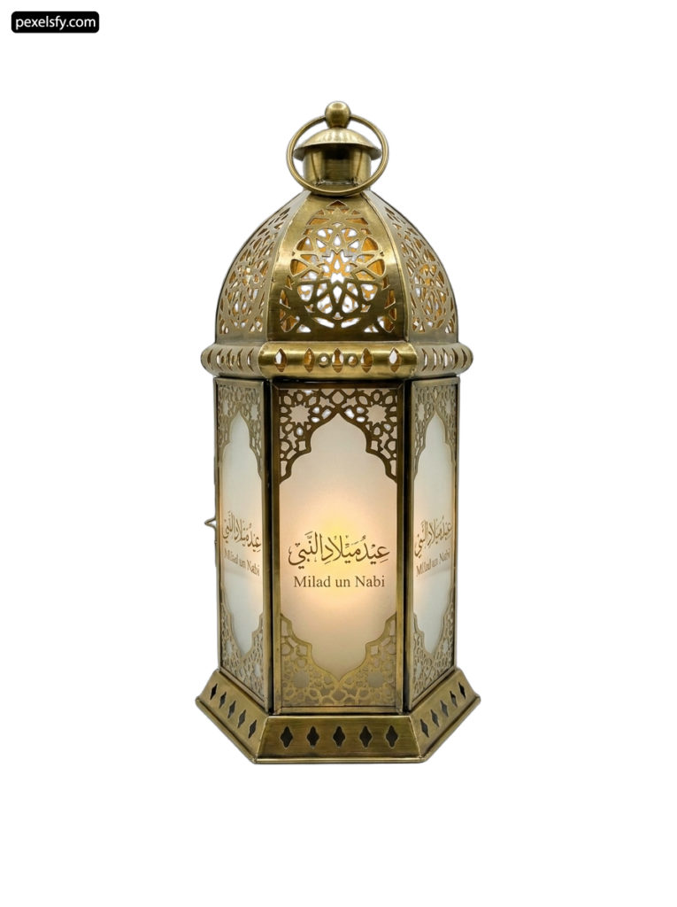 Brass lantern with arabic writing on it png transparent background