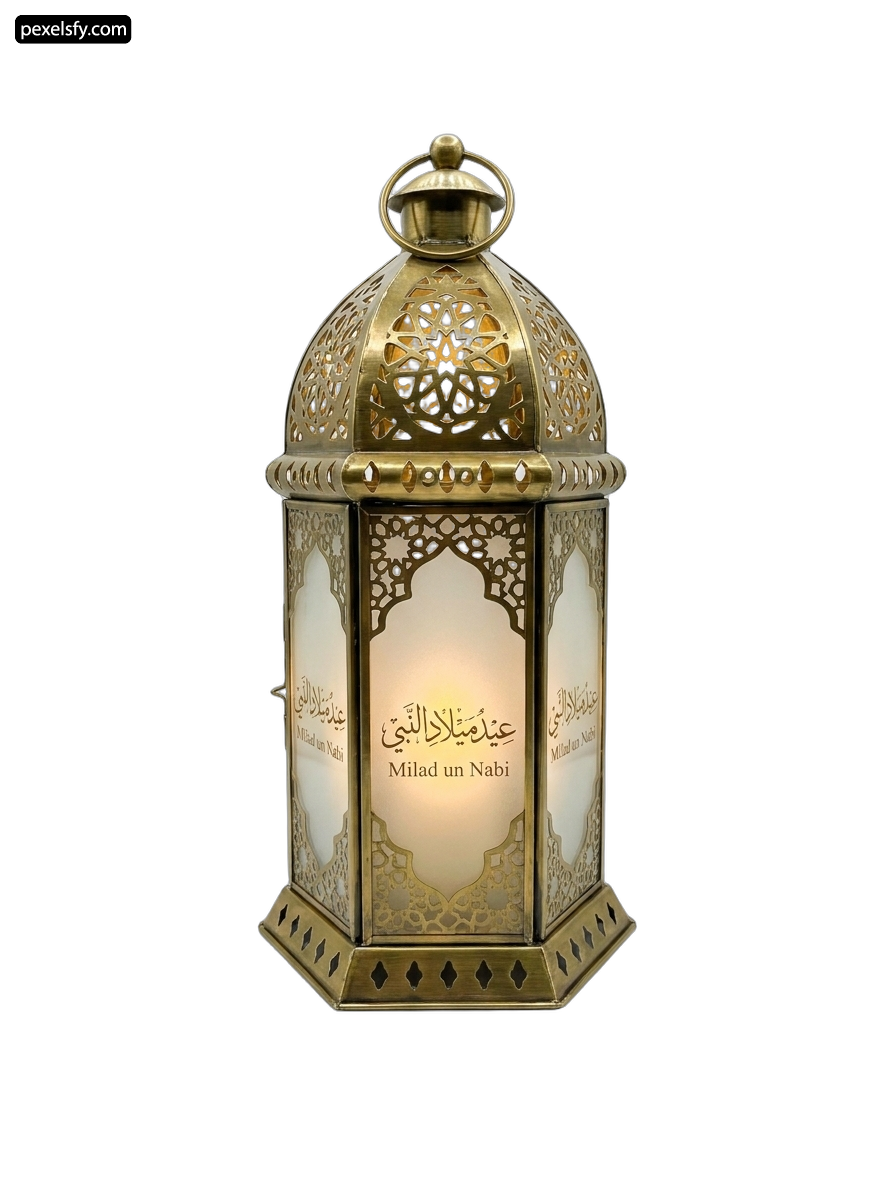 Brass lantern with arabic writing on it png transparent background