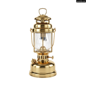 Brass oil lamp on a white background png transparent background