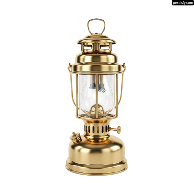 Brass oil lamp on a white background png transparent background