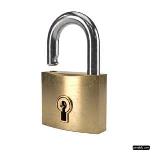 Brass padlock on a white background png transparent background