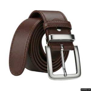 Brown leather belt with a silver buckle png transparent background