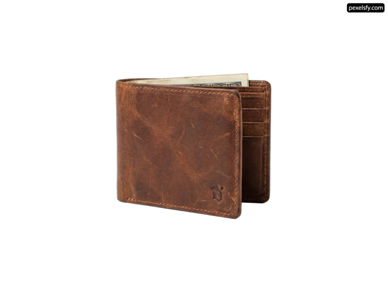 Brown leather wallet with a credit card holder png transparent background
