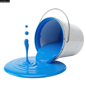 Bucket of blue paint spilling out of it png transparent background