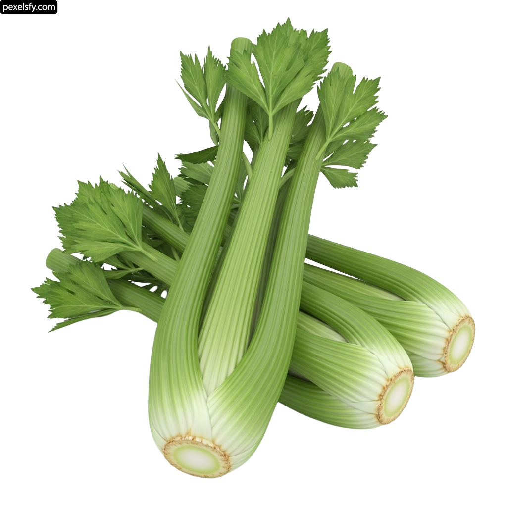 Bunch of celery on a white background png transparent background