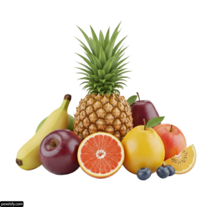 Bunch of different types of fruit on a white background png transparent background