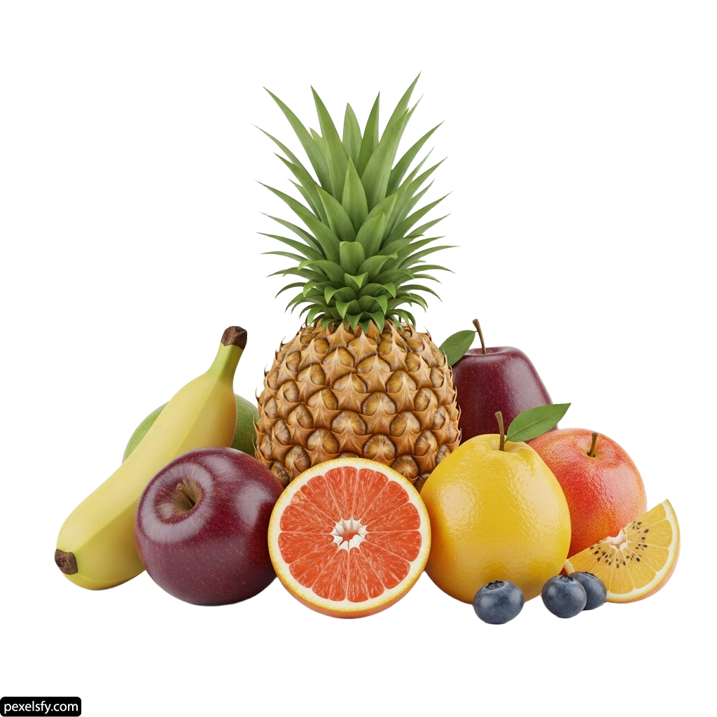 Bunch of different types of fruit on a white background png transparent background