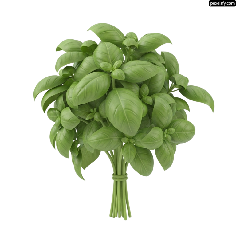 Bunch of fresh basil leaves on a white background png transparent background