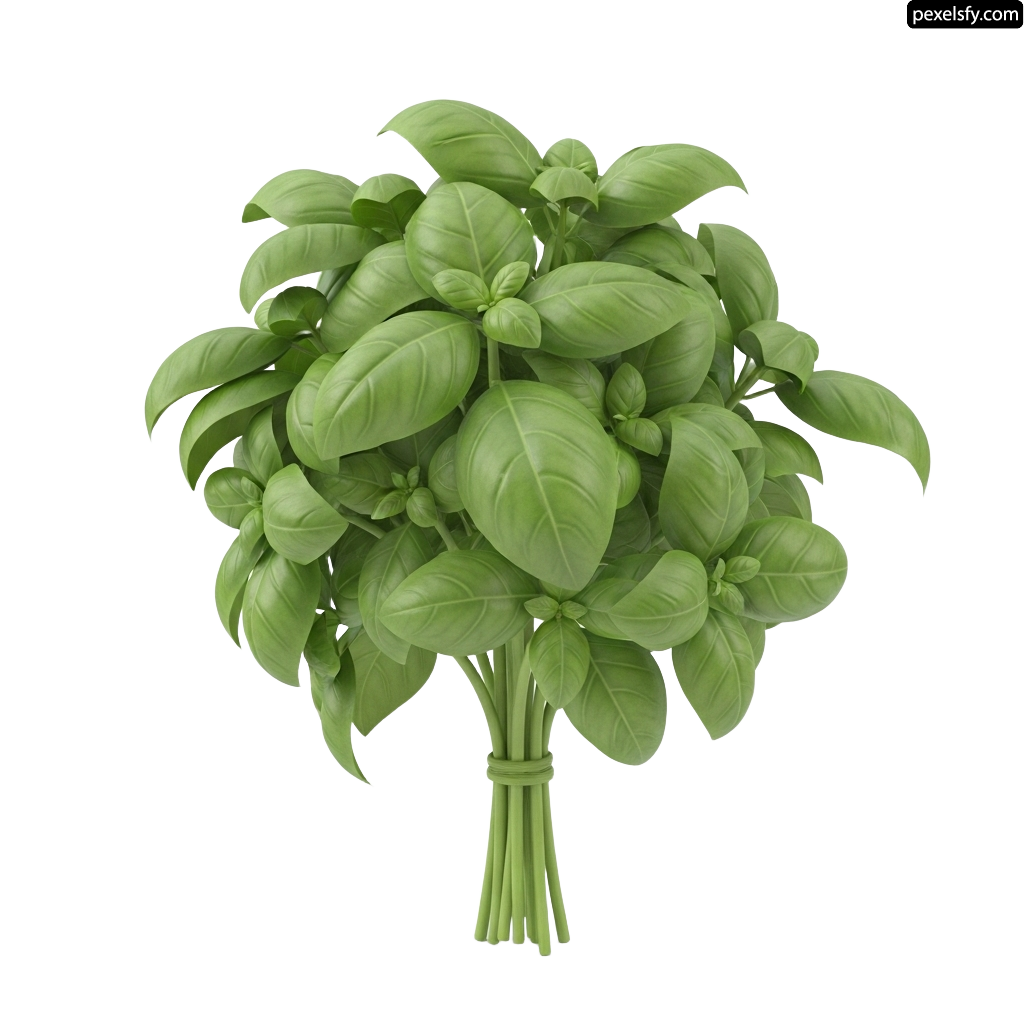 Bunch of fresh basil leaves on a white background png transparent background