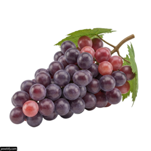 Bunch of red grapes with green leaves on a white background png transparent background