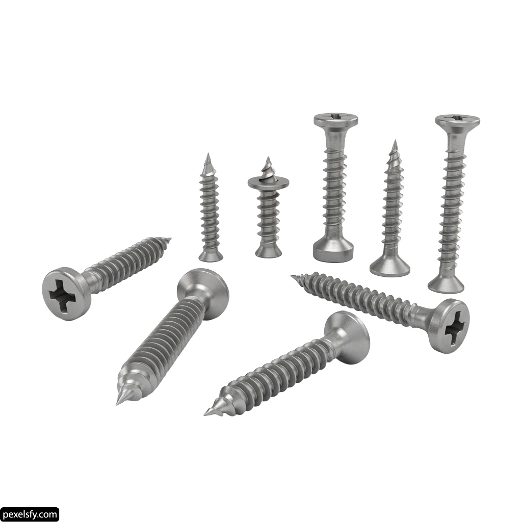 Bunch of screws that are on a white background png transparent background