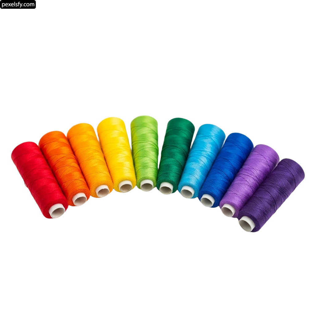 Bunch of spools of thread on a white background png transparent background