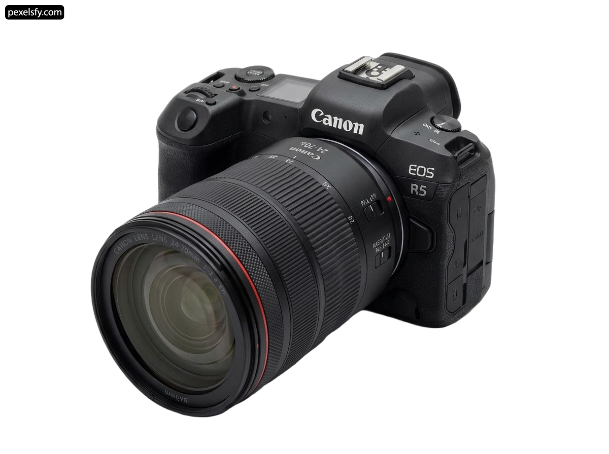 Camera with a lens on a white background png transparent background