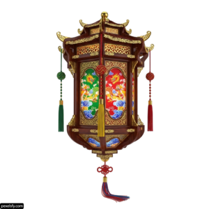 Chinese lantern with a dragon design on it png transparent background
