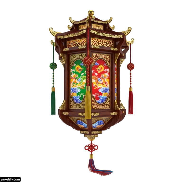 Chinese lantern with a dragon design on it png transparent background