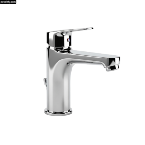 Chrome bathroom faucet on a white background png transparent background