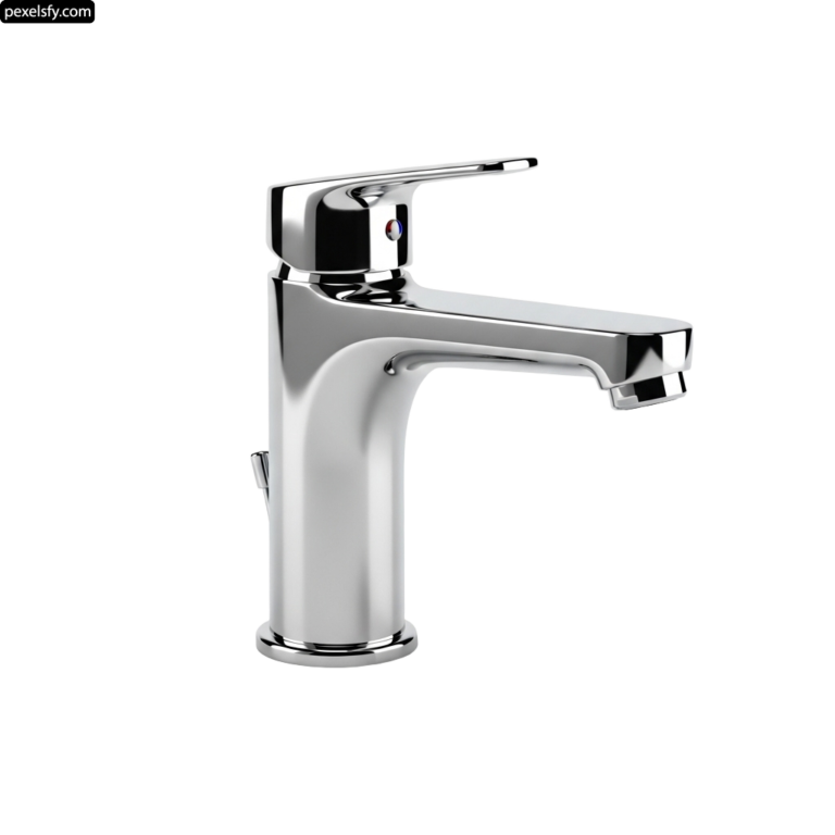 Chrome bathroom faucet on a white background png transparent background
