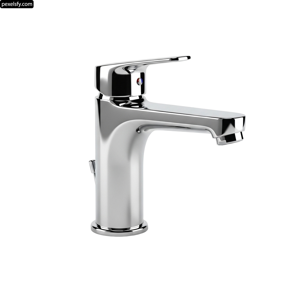 Chrome bathroom faucet on a white background png transparent background