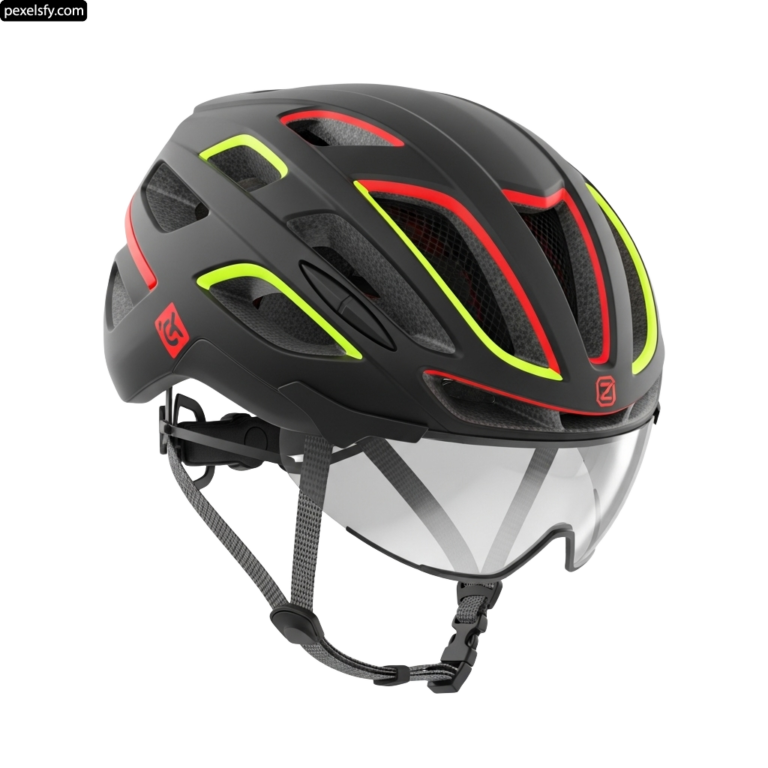 Close up of a bicycle helmet on a white background png transparent background