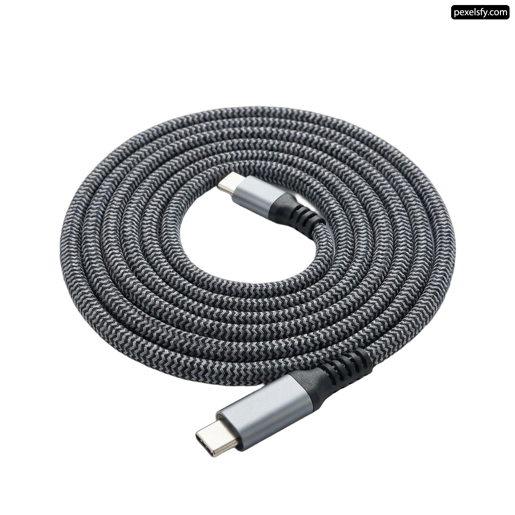 Close up of a cable on a white background png transparent background