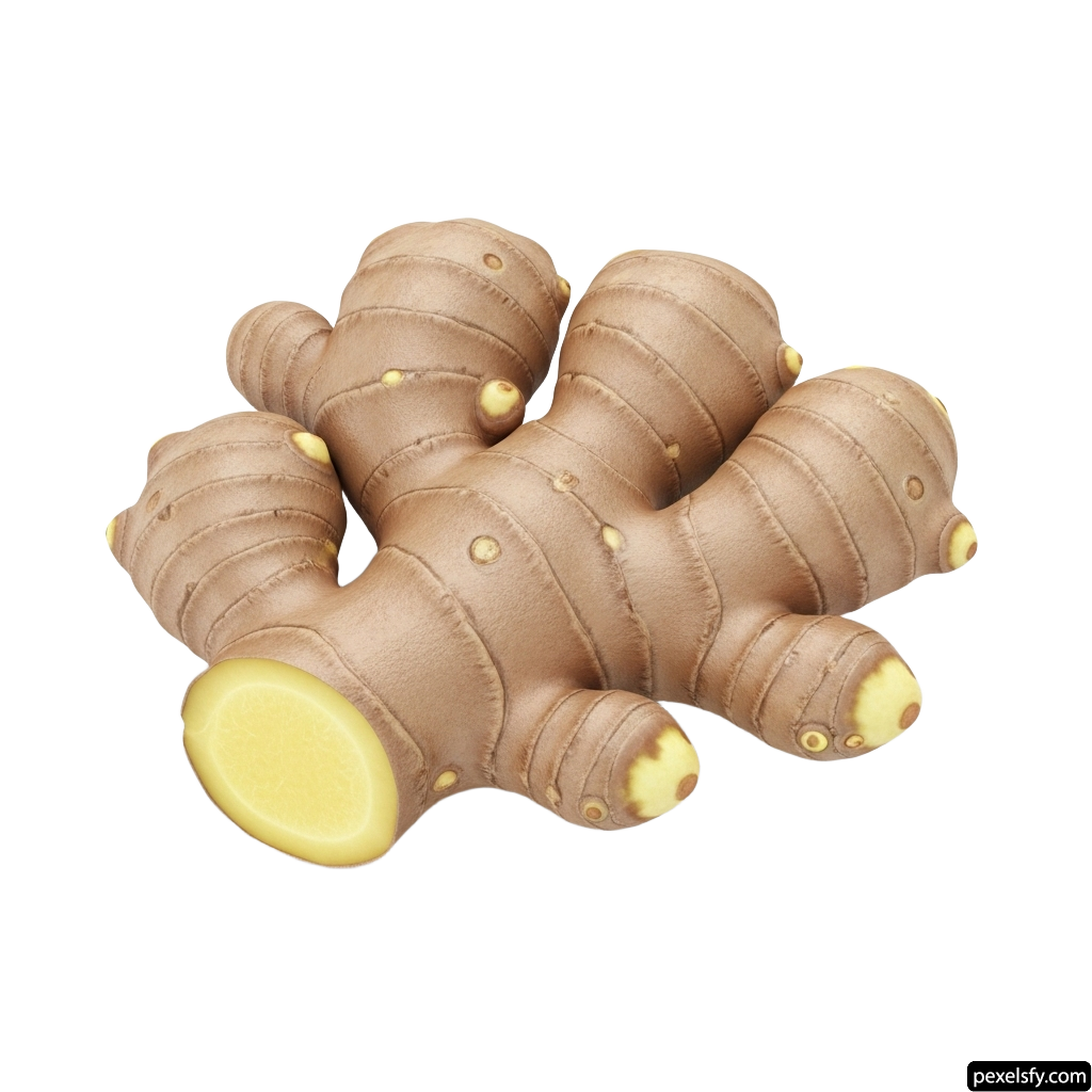 Close up of a ginger root on a white background png transparent background