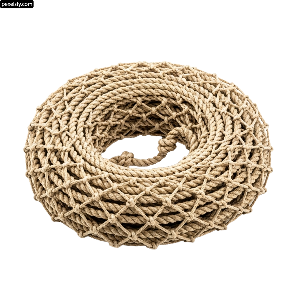 Coil of rope on a white background png transparent background