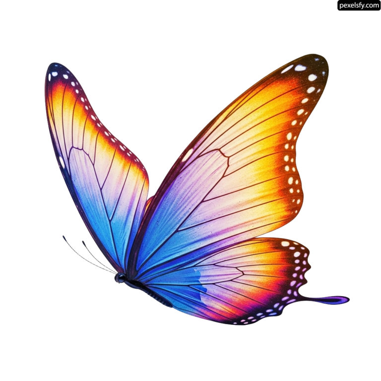 Colorful butterfly on a white background png transparent background
