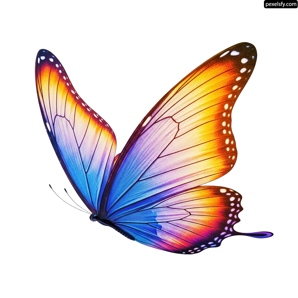 Colorful butterfly on a white background png transparent background