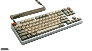 Computer keyboard with a cord attached to it png transparent background