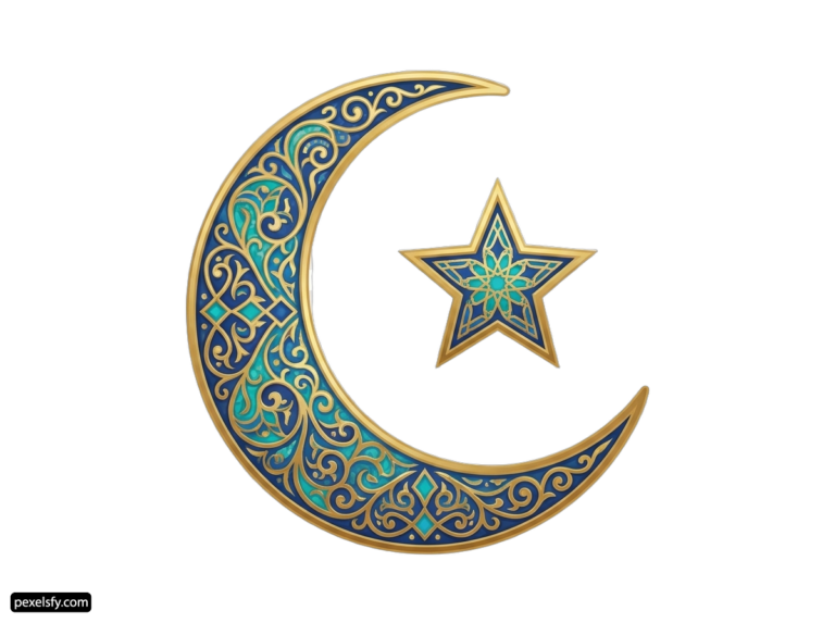 Crescent with a star on top of it png transparent background