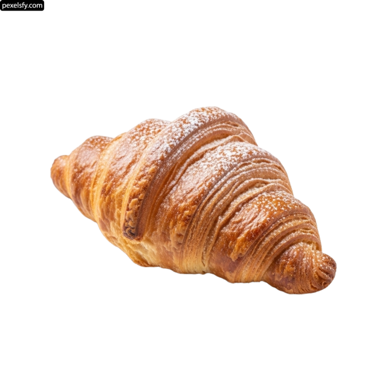 Croissant with powdered sugar on a white background png transparent background