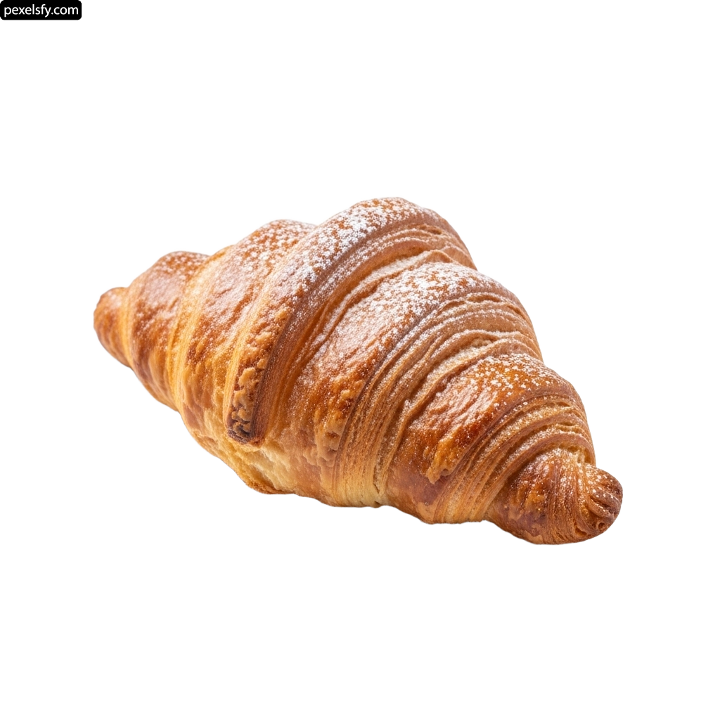 Croissant with powdered sugar on a white background png transparent background