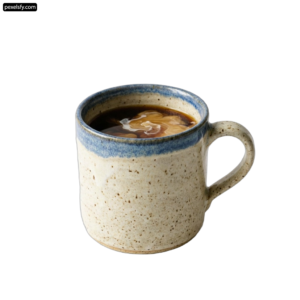 Cup of coffee is sitting on a white surface png transparent background