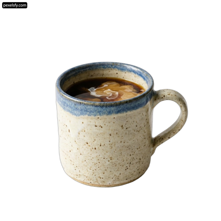 Cup of coffee is sitting on a white surface png transparent background