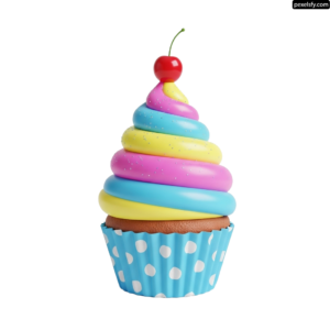 Cupcake with a cherry on top png transparent background