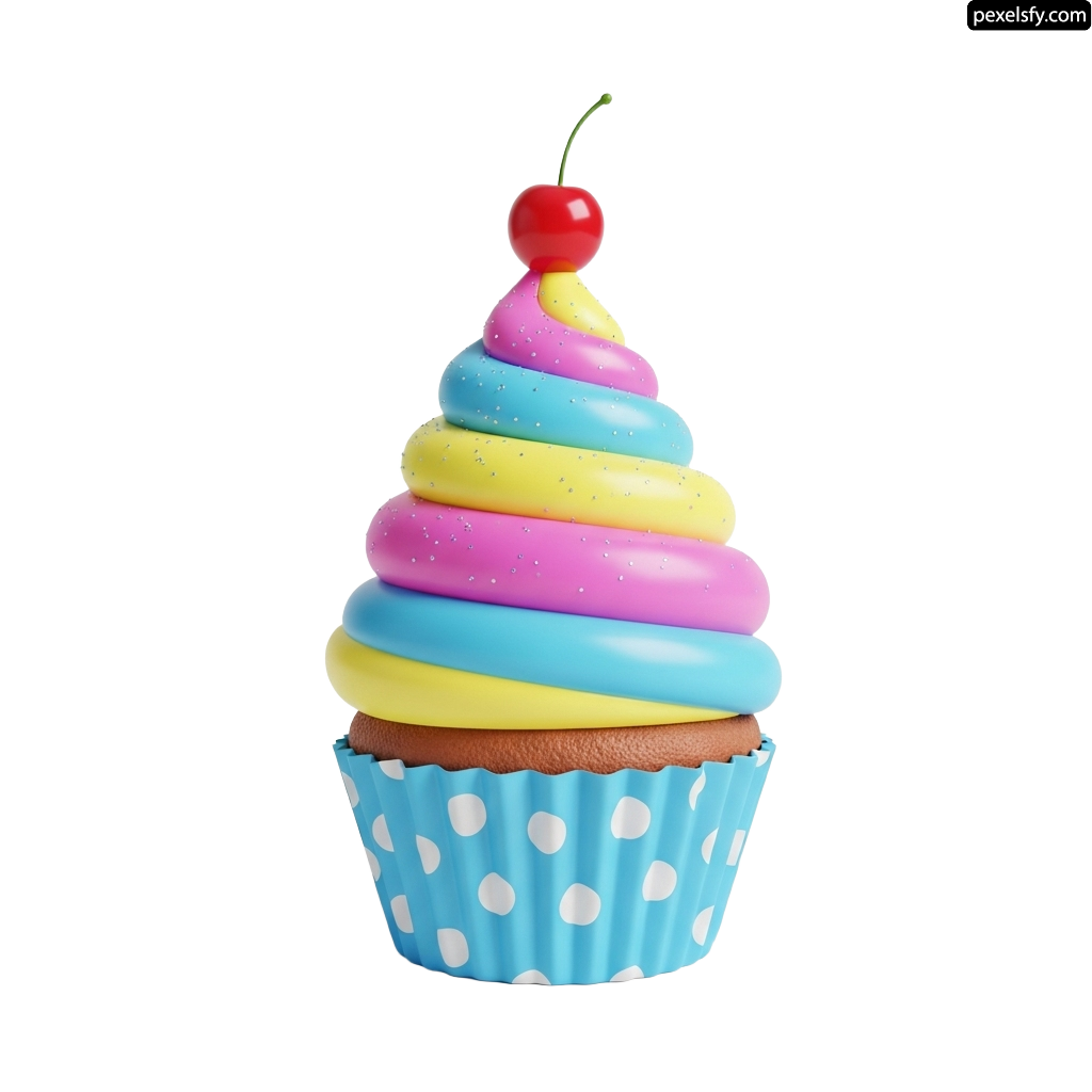 Cupcake with a cherry on top png transparent background