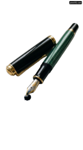 Fountain pen with a green and gold finish png transparent background