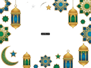 Frame of arabic lanterns and stars on a white background png transparent background