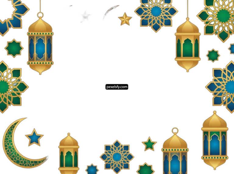 Frame of arabic lanterns and stars on a white background png transparent background