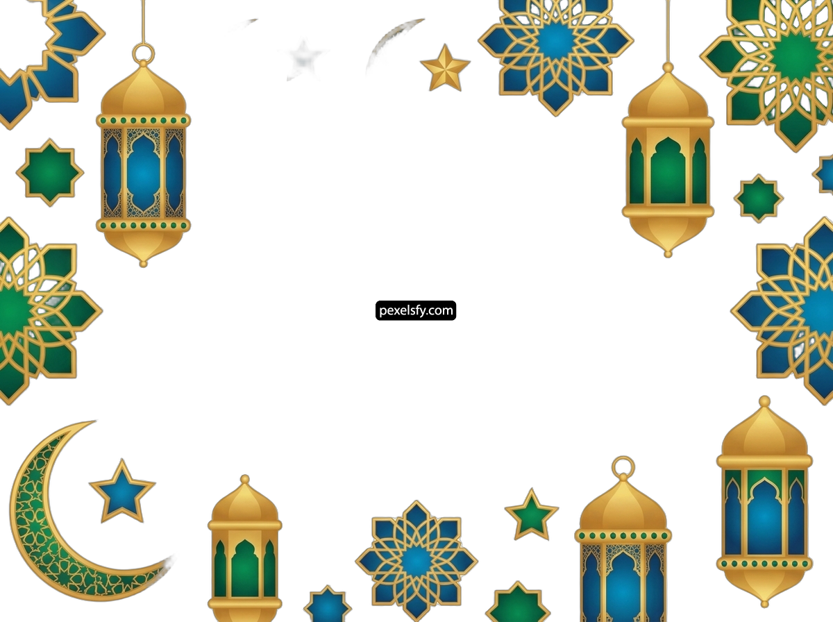 Frame of arabic lanterns and stars on a white background png transparent background