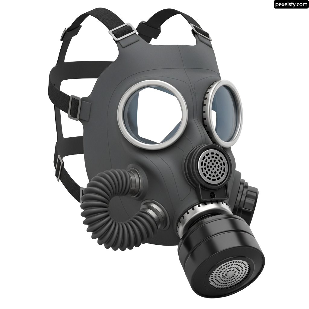 Gas mask on a white background png transparent background
