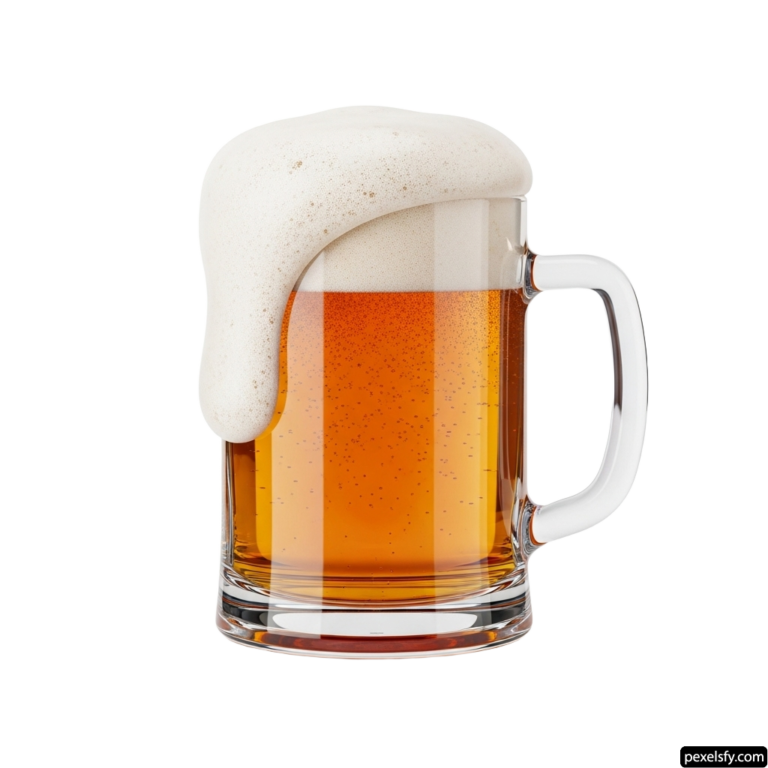 Glass of beer with foam on top of it png transparent background