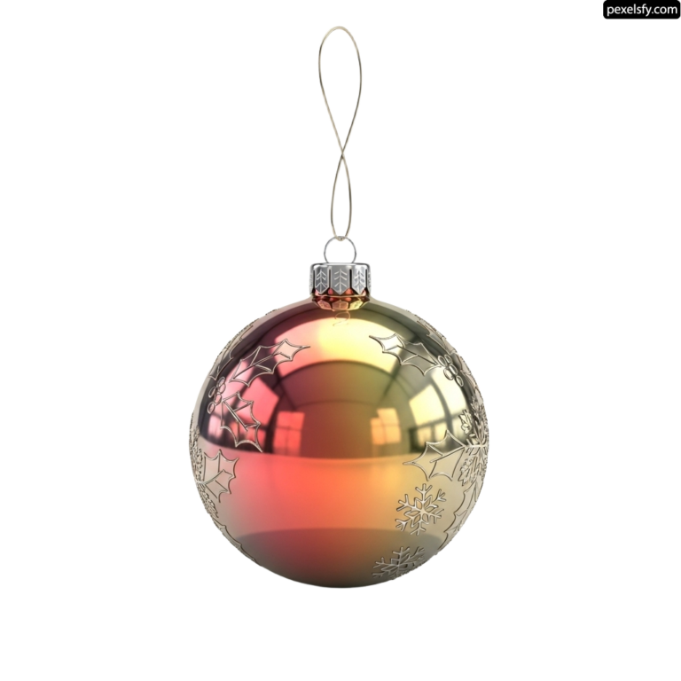 Gold and red christmas ornament on a white background png transparent background