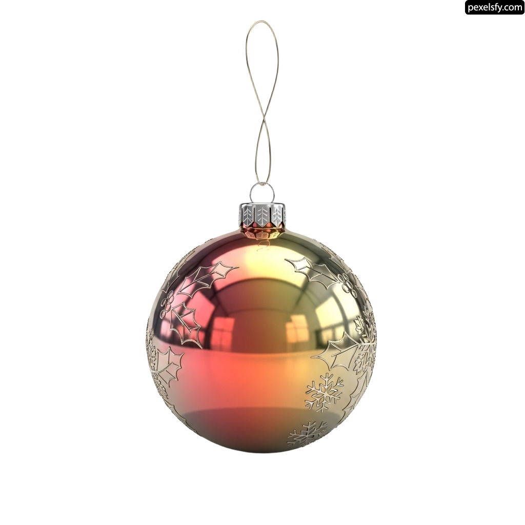 Gold and red christmas ornament on a white background png transparent background