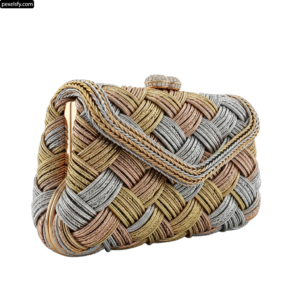 Gold and silver clutch with a knot on the front png transparent background