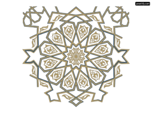 Gold and white geometric pattern on a white background png transparent background